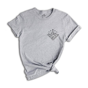 Minimalist Mountain Shirt, Moon Phases Shirt, Simple Mountain Tee, Hiking Shirt, Aesthetics T-Shirt, Celestial Shirt