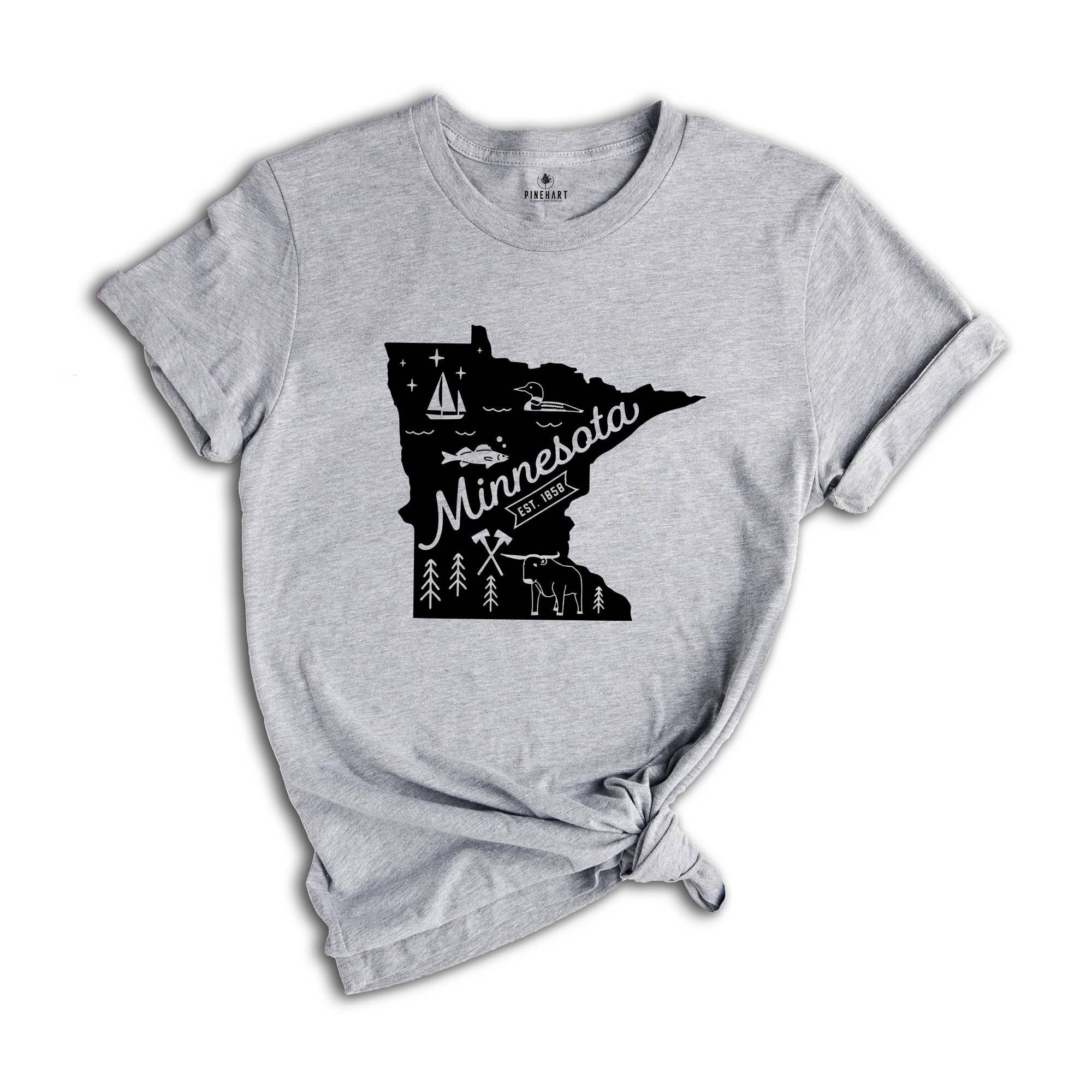 Minnesota State Shirt, Minnesota State Map, Minnesota Home Shirt, Minnesota Travel Gifts, Minnesota State Symbols Shirt