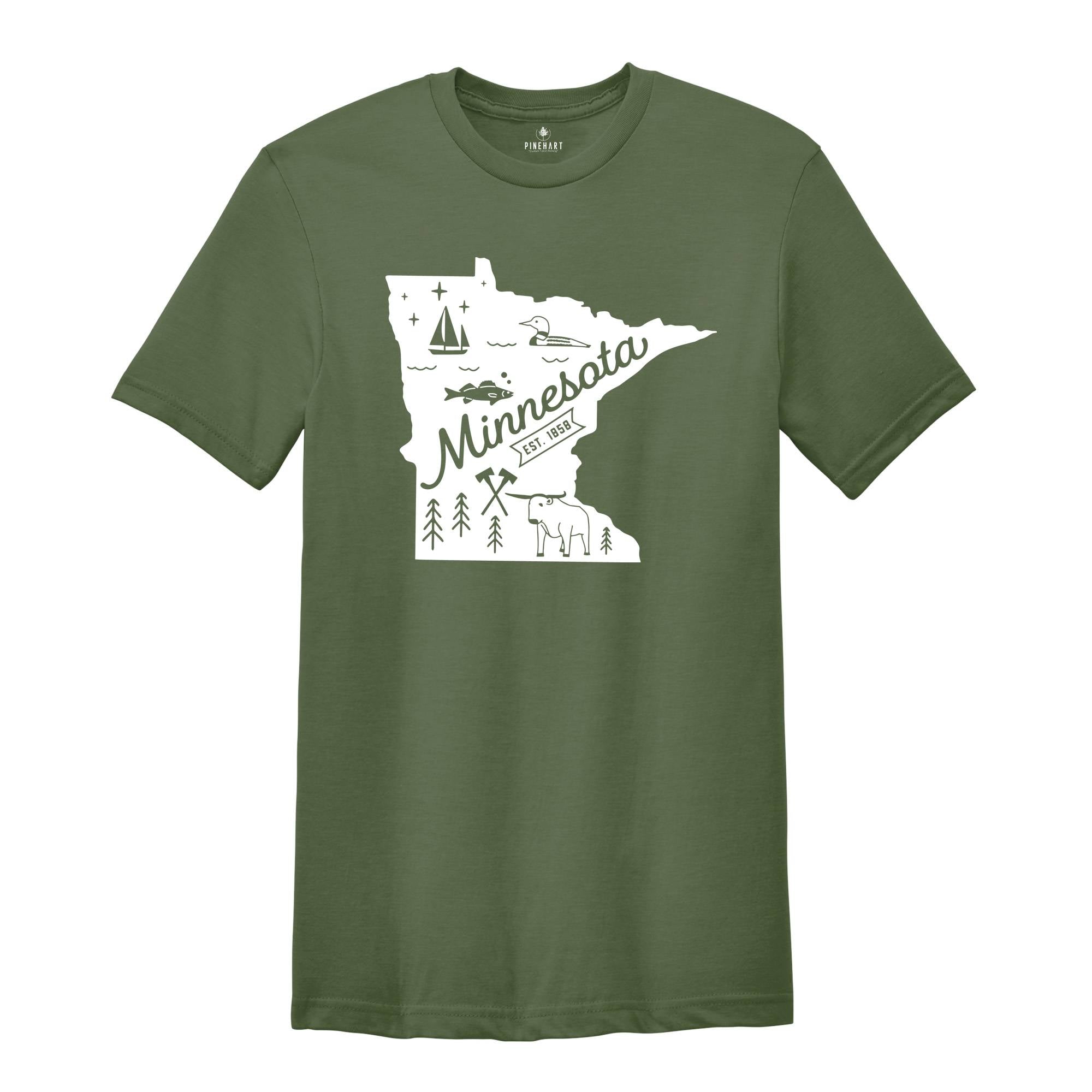 Minnesota State Shirt, Minnesota State Map, Minnesota Home Shirt, Minnesota Travel Gifts, Minnesota State Symbols Shirt