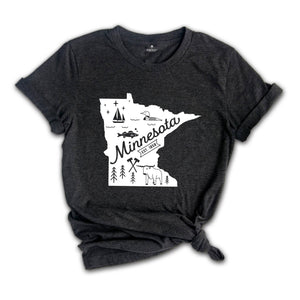 Minnesota State Shirt, Minnesota State Map, Minnesota Home Shirt, Minnesota Travel Gifts, Minnesota State Symbols Shirt