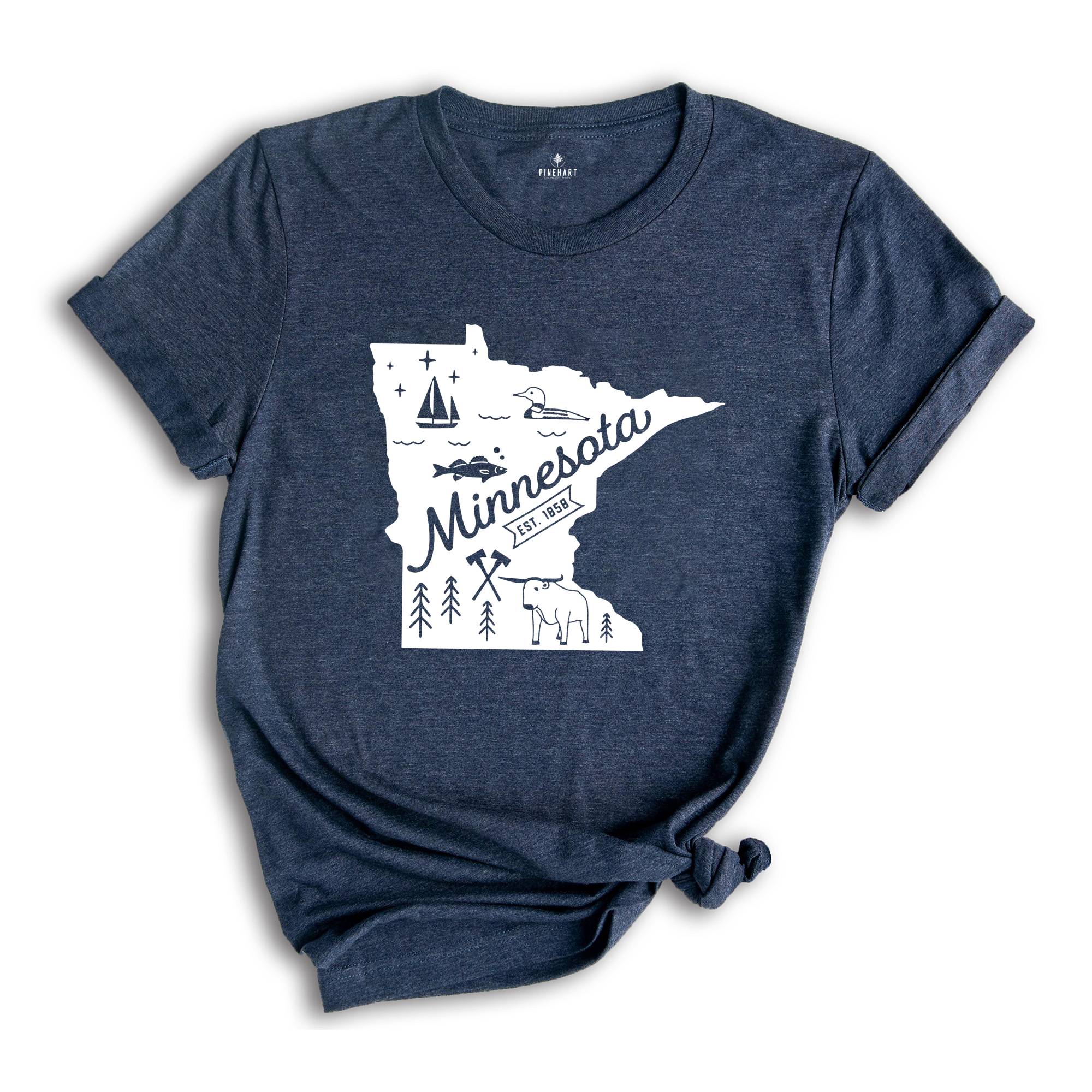 Minnesota State Shirt, Minnesota State Map, Minnesota Home Shirt, Minnesota Travel Gifts, Minnesota State Symbols Shirt