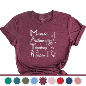 Mistakes Allow Thinking to Happen Shirt, Funny Math Shirt, Math Geek T-Shirt, Math Teacher Gift, Teacher Apparel, Mathematician Tee