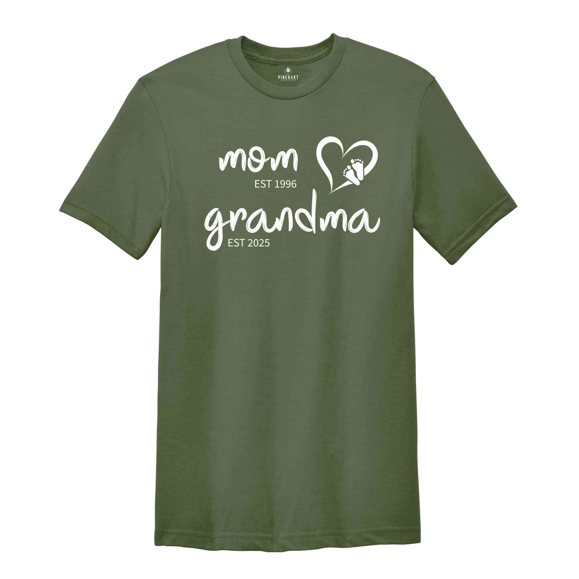 Mom Est Grandma Est Shirt, Grandma Shirt, Mom Grandma Shirt, Pregnancy Announcement Gift, New Grandma Shirt, Pregnancy Reveal