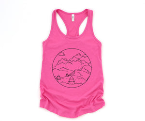 Mountain Sunrise Tank Top, Mountains Tank Top, Sunrise Tank Top, Clouds Tank Top, Boho Tank Top, Trees Tank Top, Hippie Tank Top, Sun Tank