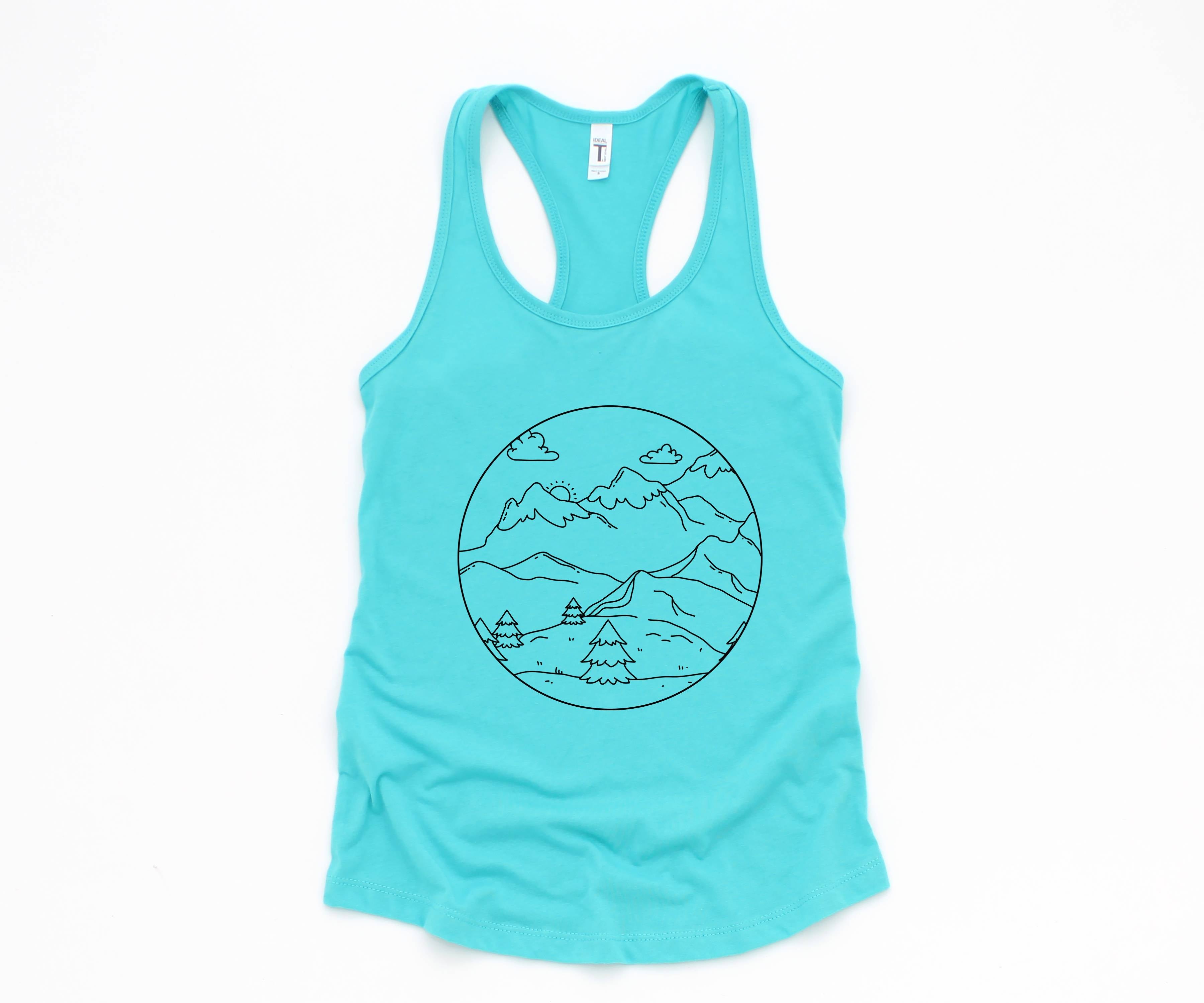 Mountain Sunrise Tank Top, Mountains Tank Top, Sunrise Tank Top, Clouds Tank Top, Boho Tank Top, Trees Tank Top, Hippie Tank Top, Sun Tank