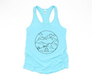 Mountain Sunrise Tank Top, Mountains Tank Top, Sunrise Tank Top, Clouds Tank Top, Boho Tank Top, Trees Tank Top, Hippie Tank Top, Sun Tank