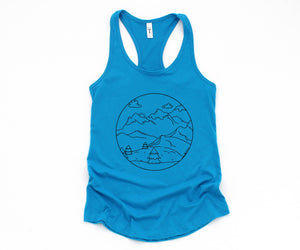 Mountain Sunrise Tank Top, Mountains Tank Top, Sunrise Tank Top, Clouds Tank Top, Boho Tank Top, Trees Tank Top, Hippie Tank Top, Sun Tank