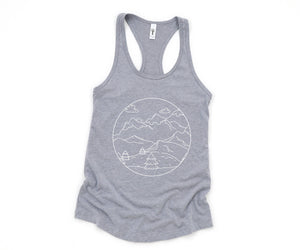 Mountain Sunrise Tank Top, Mountains Tank Top, Sunrise Tank Top, Clouds Tank Top, Boho Tank Top, Trees Tank Top, Hippie Tank Top, Sun Tank