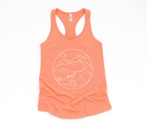 Mountain Sunrise Tank Top, Mountains Tank Top, Sunrise Tank Top, Clouds Tank Top, Boho Tank Top, Trees Tank Top, Hippie Tank Top, Sun Tank