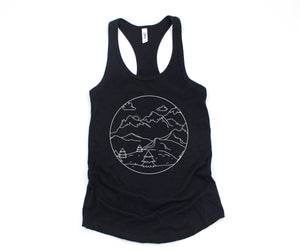 Mountain Sunrise Tank Top, Mountains Tank Top, Sunrise Tank Top, Clouds Tank Top, Boho Tank Top, Trees Tank Top, Hippie Tank Top, Sun Tank