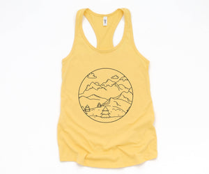 Mountain Sunrise Tank Top, Mountains Tank Top, Sunrise Tank Top, Clouds Tank Top, Boho Tank Top, Trees Tank Top, Hippie Tank Top, Sun Tank