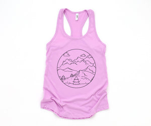 Mountain Sunrise Tank Top, Mountains Tank Top, Sunrise Tank Top, Clouds Tank Top, Boho Tank Top, Trees Tank Top, Hippie Tank Top, Sun Tank