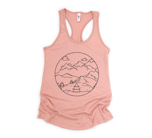 Mountain Sunrise Tank Top, Mountains Tank Top, Sunrise Tank Top, Clouds Tank Top, Boho Tank Top, Trees Tank Top, Hippie Tank Top, Sun Tank