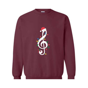 Music Christmas Lights Sweatshirt, Music Lover Hoodie, Instrument Christmas Hoodie, Musician Christmas Hoodie, Music Hoodie