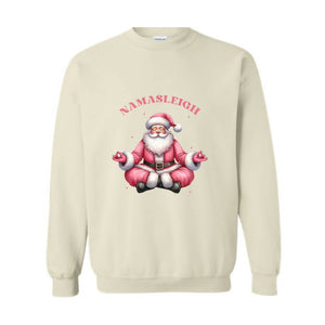 Namasleigh Sweatshirt, Yoga Santa Christmas Sweater, Xmas Namaste Sweater, Christmas Yoga Gift, Christmas Yoga Lover Tee