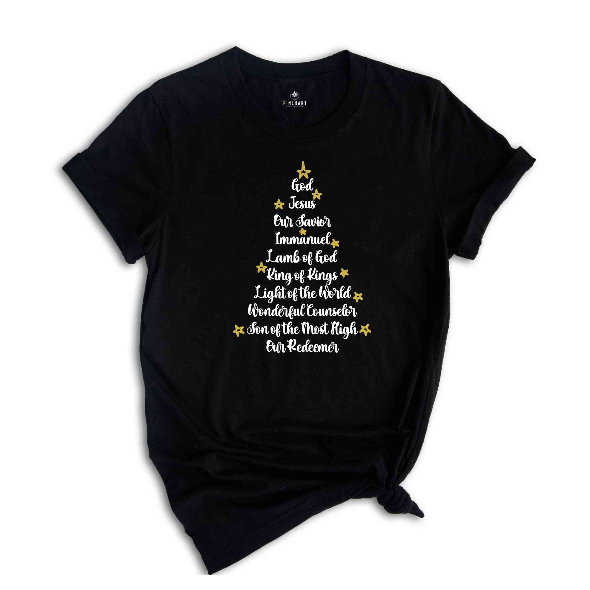 Names of Jesus Christmas Tree Shirt, Christmas Jesus T-Shirt, Christmas 2025, Christmas Gift