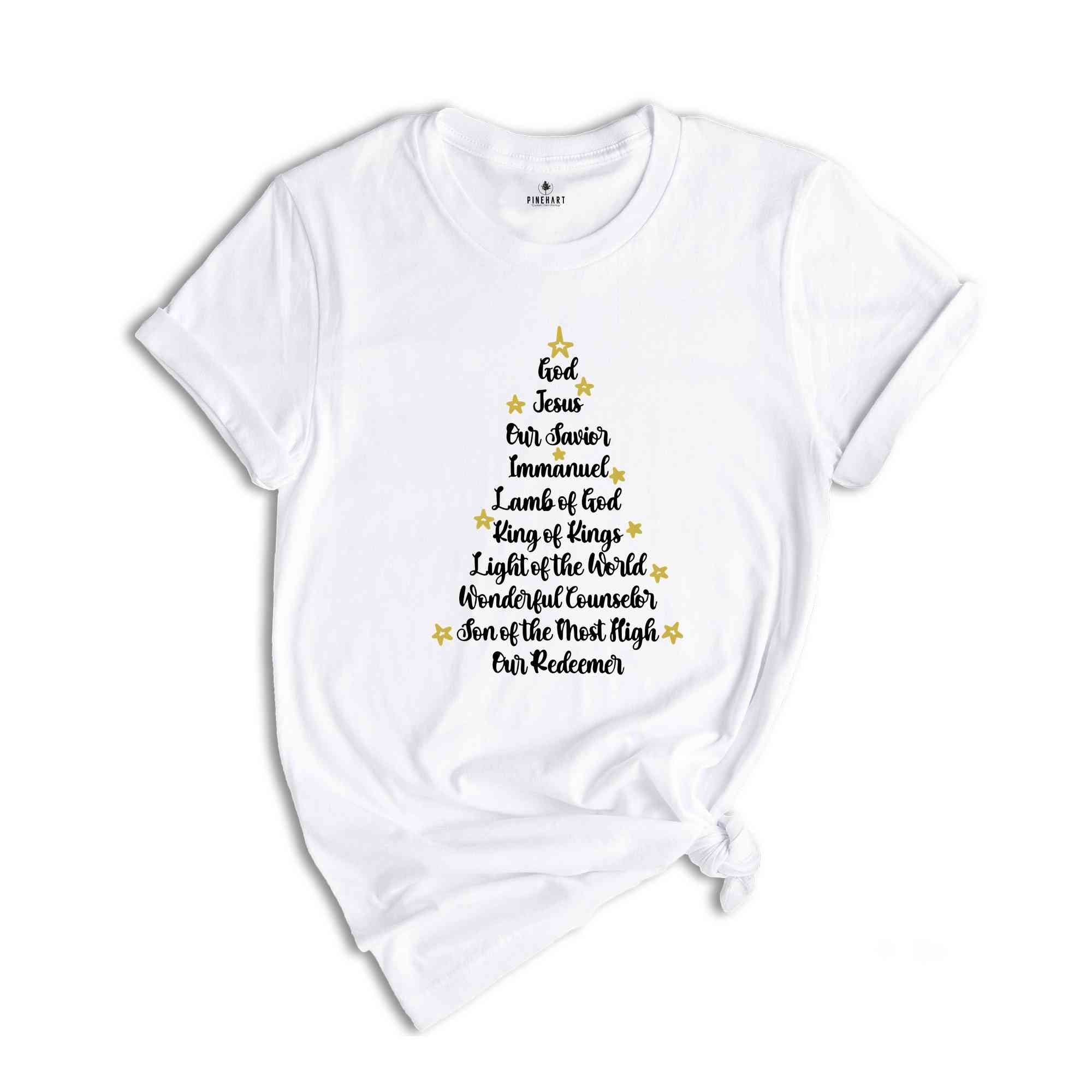 Names of Jesus Christmas Tree Shirt, Christmas Jesus T-Shirt, Christmas 2025, Christmas Gift