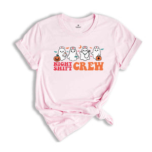 Night Shift Crew T-Shirt, Halloween Nurse Tee, Retro Spooky Nurse Shirt, Halloween Gifts For Registered Nurse