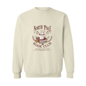 North Pola Book Club Sweatshirt, Hot Cocoa Served Daily Sweatshirt, Christmas Sweatshirt, Books Christmas Sweatshirt, Teacher Sweatshirt