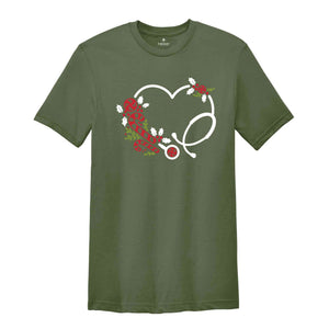 Nurse Christmas Shirt, 2026 Nurse Tee, Stethoscope Heart Shirt, Registered Nurse Tees, Christmas Gift for Nurse, Nursing School Shirt
