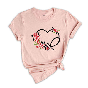 Nurse Christmas Shirt, 2026 Nurse Tee, Stethoscope Heart Shirt, Registered Nurse Tees, Christmas Gift for Nurse, Nursing School Shirt