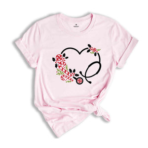 Nurse Christmas Shirt, 2026 Nurse Tee, Stethoscope Heart Shirt, Registered Nurse Tees, Christmas Gift for Nurse, Nursing School Shirt
