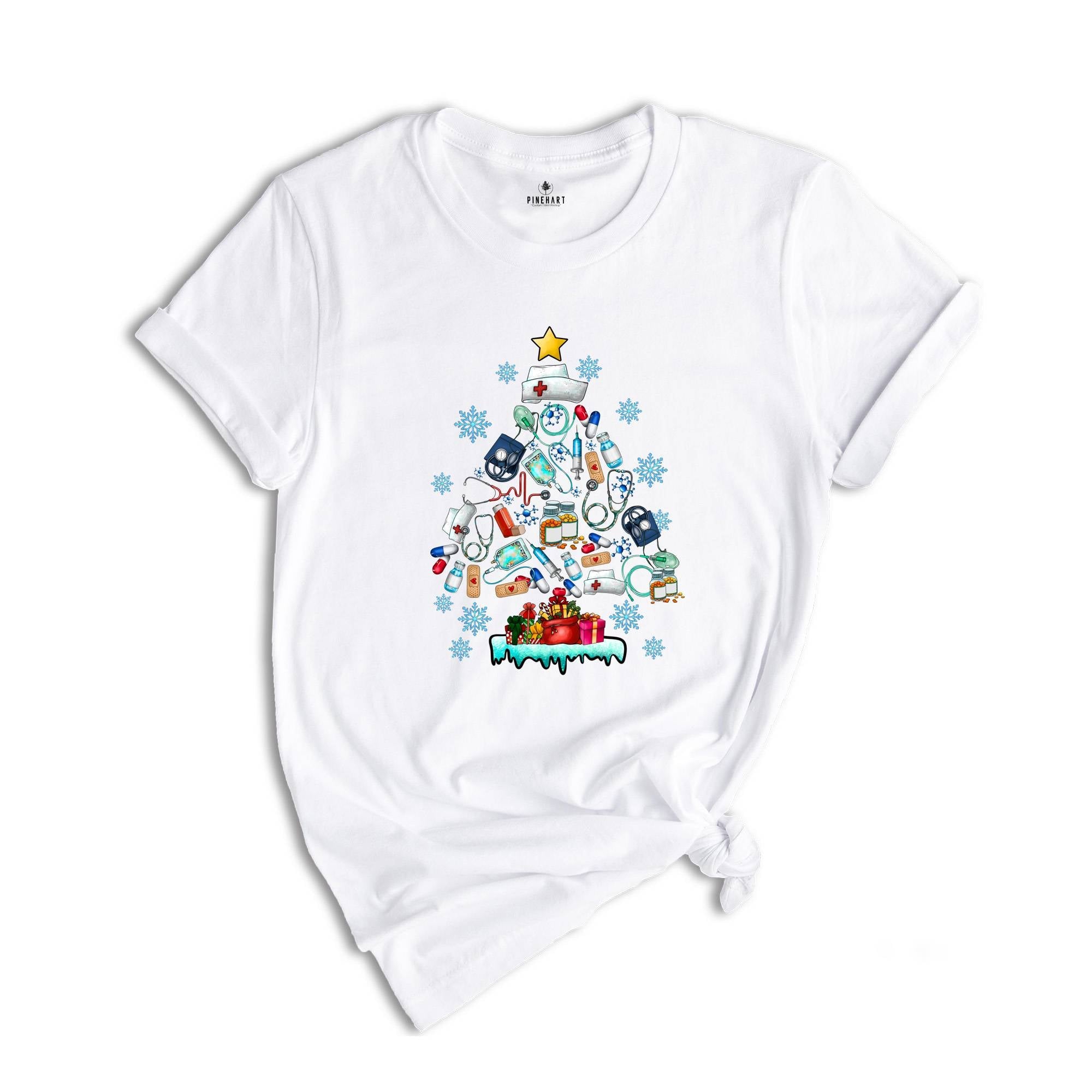 Nurse Christmas Tree Shirt, Nurse Matching Gift, Christmas Nurse Tee, Stethoscope Tree Shirt, Nursing Shirt, Christmas Gift For Nurse
