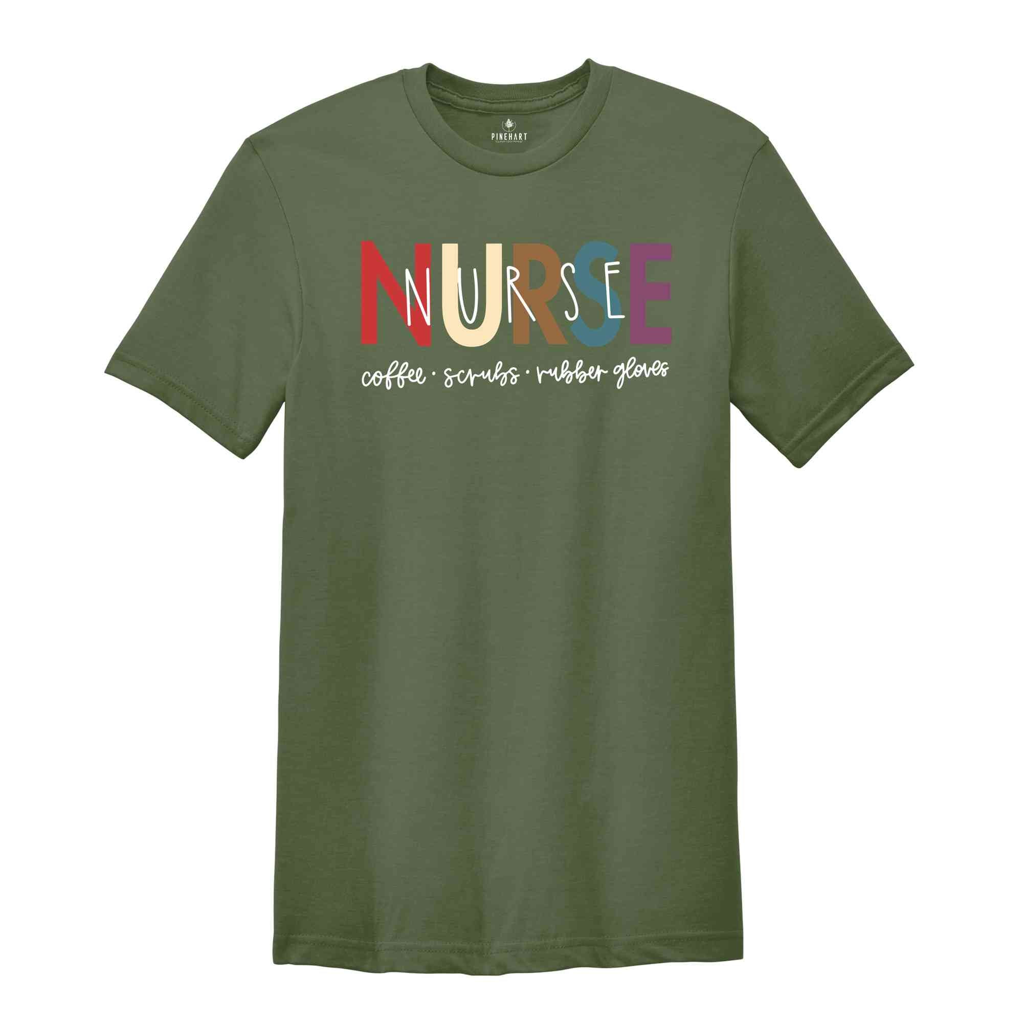 Nurse T-Shirt, Coffee Scrubs Rubber Gloves Shirt, Nurse Life Tee, Nurse Definition Shirt, Nurse Gifts, Nursing School Graduation