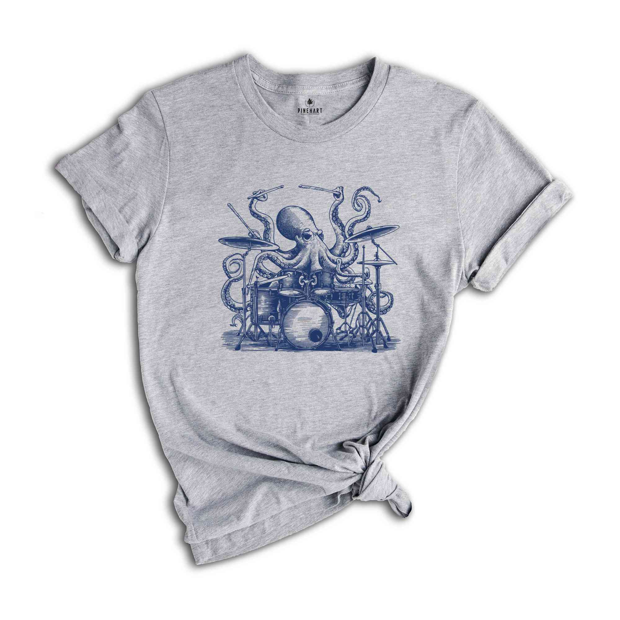 Octopus Playing Drums Retro T-Shirt, Octopus Vintage Tattoo Style Shirt, Funny T Shirt, 90s Graphic Tee, Octopus Drummer Music Gift