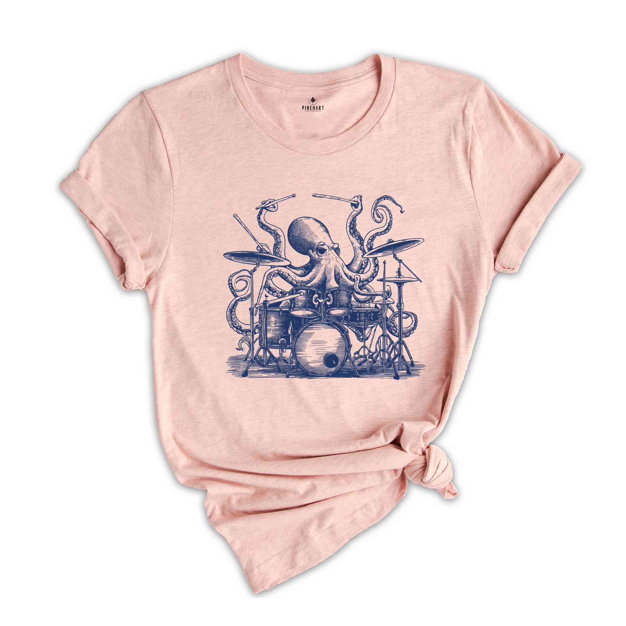 Octopus Playing Drums Retro T-Shirt, Octopus Vintage Tattoo Style Shirt, Funny T Shirt, 90s Graphic Tee, Octopus Drummer Music Gift