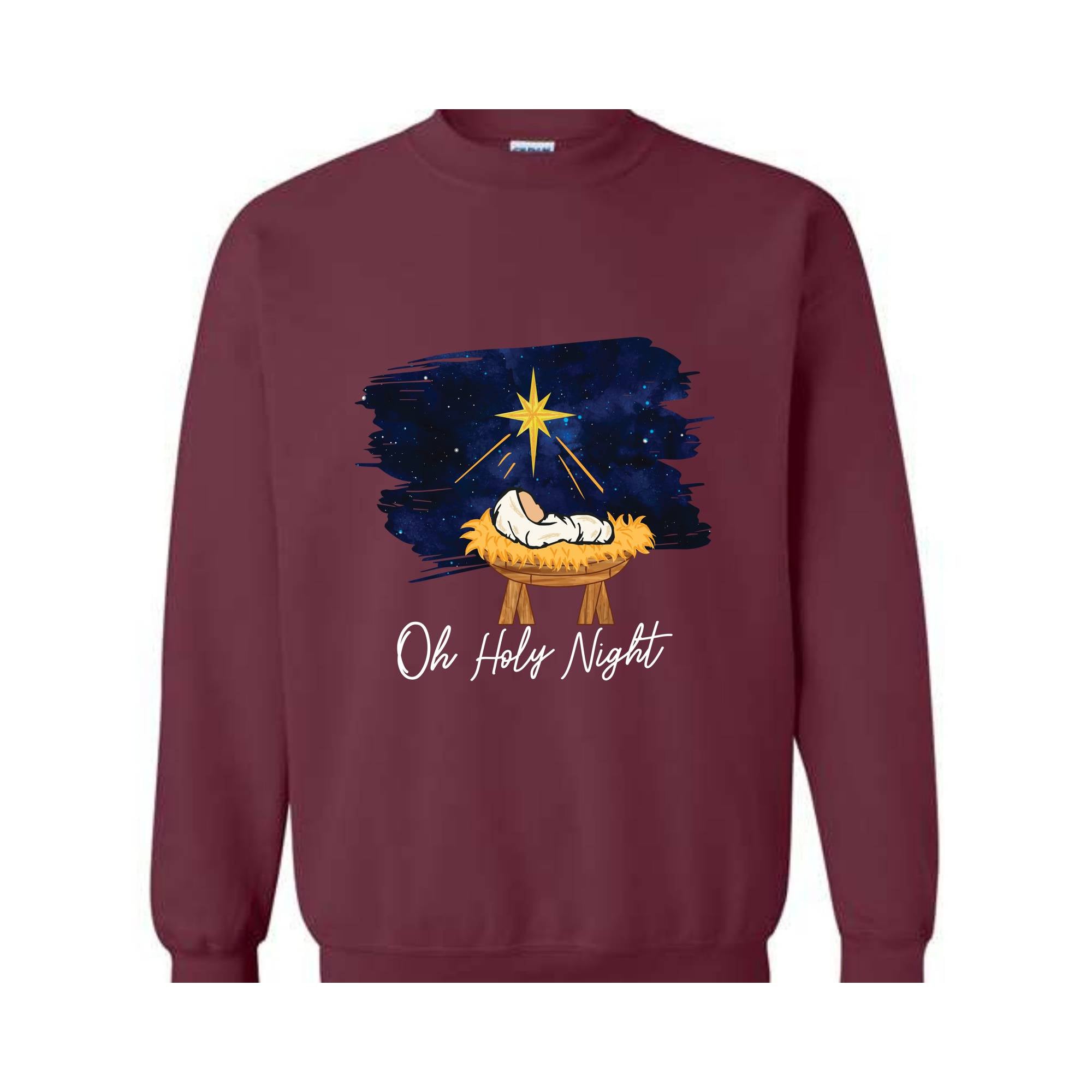 Oh Holy Night Sweatshirt, Christmas Nativity, Christmas Jesus Sweatshirt, Religious Sweatshirt, Christian Christmas Sweatshirt