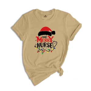 One Merry Nurse T-Shirt, Christmas Nurse Shirt, Christmas Nursing School Tee, Santa Gift For Nurse, Stethoscope Nurse Tee