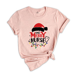 One Merry Nurse T-Shirt, Christmas Nurse Shirt, Christmas Nursing School Tee, Santa Gift For Nurse, Stethoscope Nurse Tee