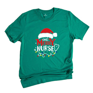 One Merry Nurse T-Shirt, Christmas Nurse Shirt, Christmas Nursing School Tee, Santa Gift For Nurse, Stethoscope Nurse Tee