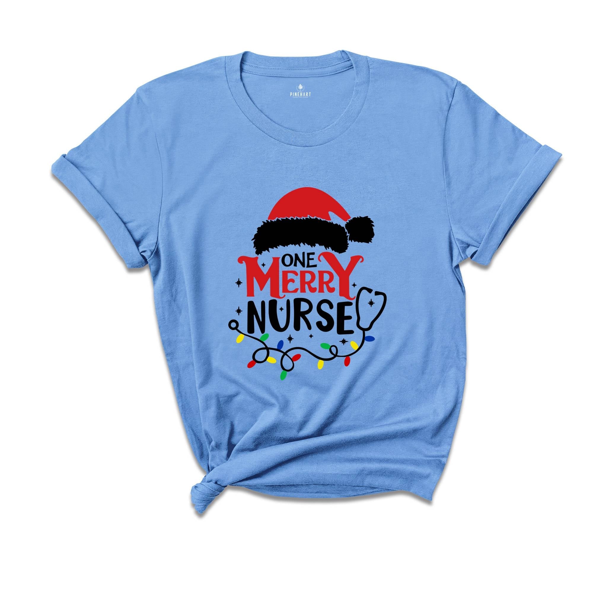 One Merry Nurse T-Shirt, Christmas Nurse Shirt, Christmas Nursing School Tee, Santa Gift For Nurse, Stethoscope Nurse Tee