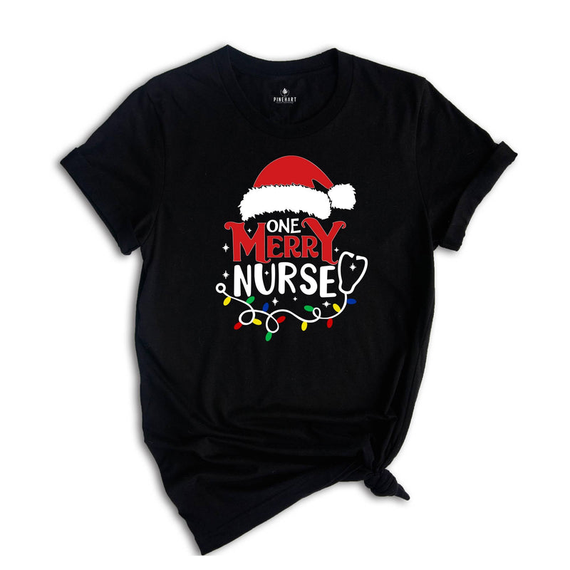 One Merry Nurse T-Shirt, Christmas Nurse Shirt, Christmas Nursing School Tee, Santa Gift For Nurse, Stethoscope Nurse Tee