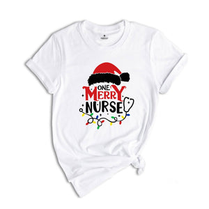 One Merry Nurse T-Shirt, Christmas Nurse Shirt, Christmas Nursing School Tee, Santa Gift For Nurse, Stethoscope Nurse Tee