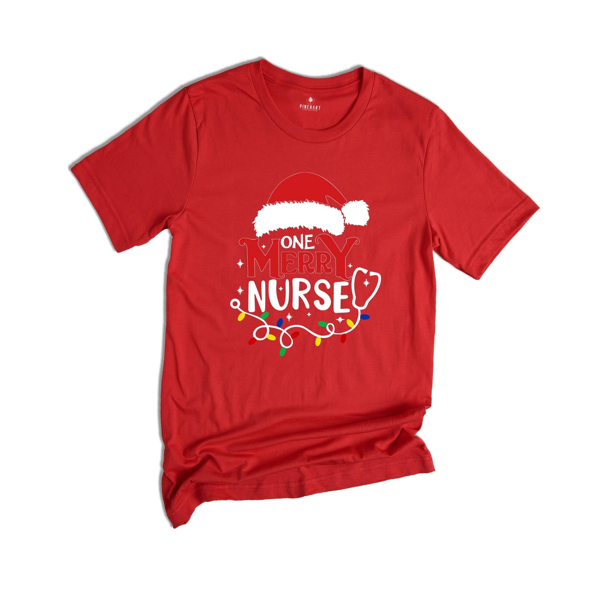 One Merry Nurse T-Shirt, Christmas Nurse Shirt, Christmas Nursing School Tee, Santa Gift For Nurse, Stethoscope Nurse Tee