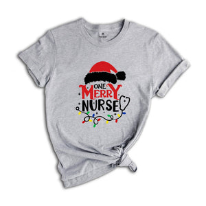 One Merry Nurse T-Shirt, Christmas Nurse Shirt, Christmas Nursing School Tee, Santa Gift For Nurse, Stethoscope Nurse Tee