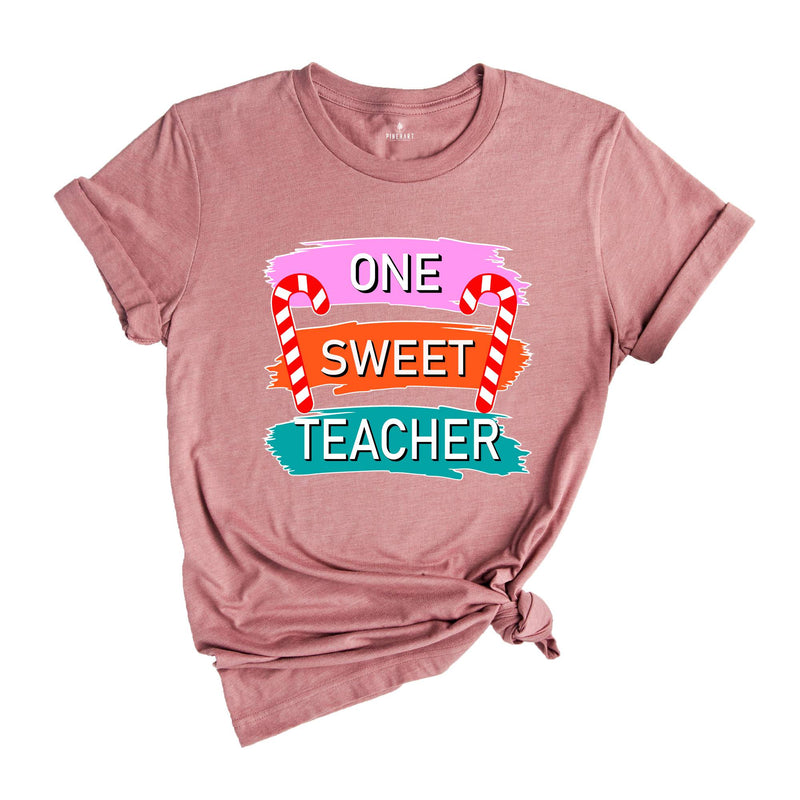 One Sweet Teacher Christmas Theme Shirt, Cool Christmas Shirt, Sweet Teacher Shirt, Candy Cane Shirt, Christmas Sweatshirt