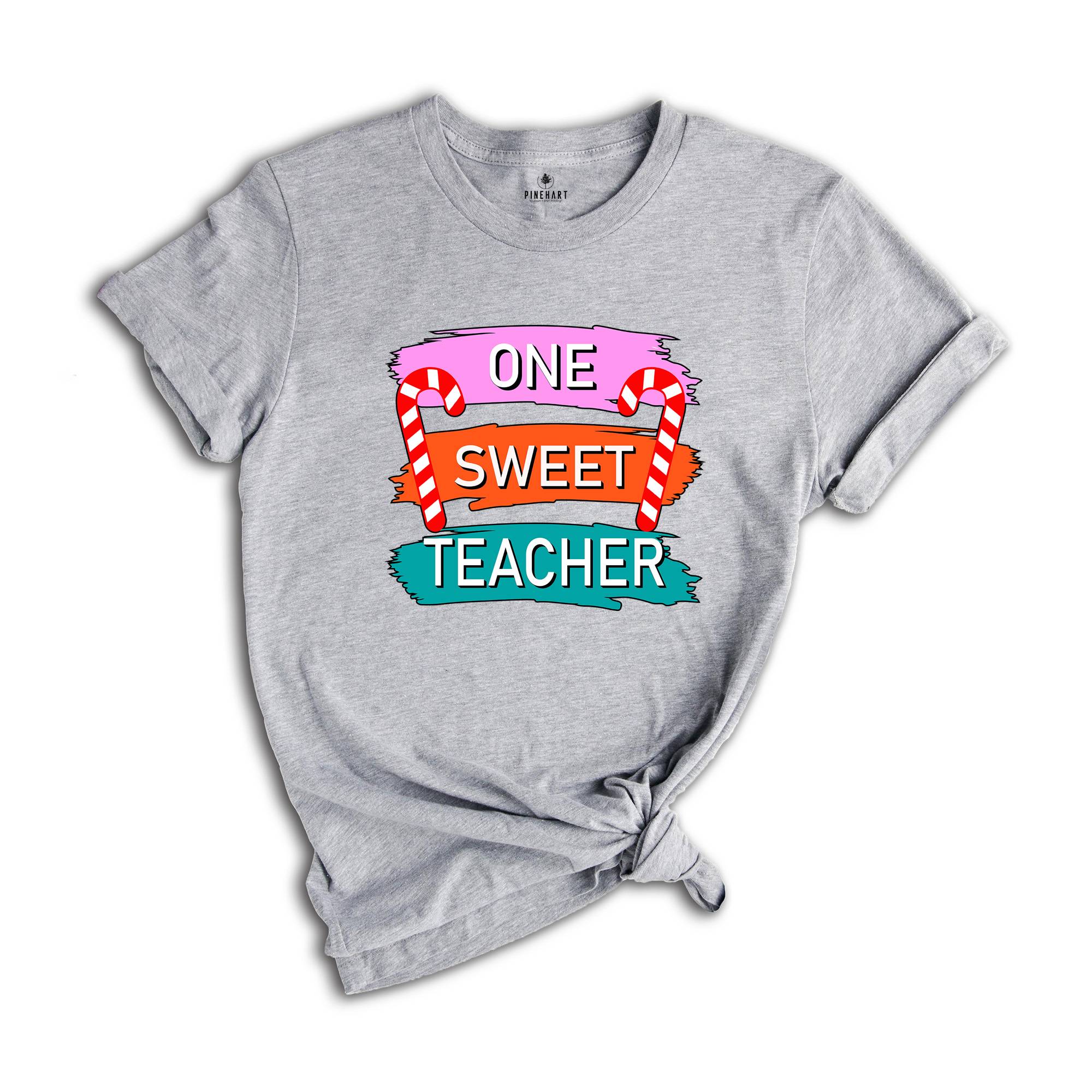 One Sweet Teacher Christmas Theme Shirt, Cool Christmas Shirt, Sweet Teacher Shirt, Candy Cane Shirt, Christmas Sweatshirt
