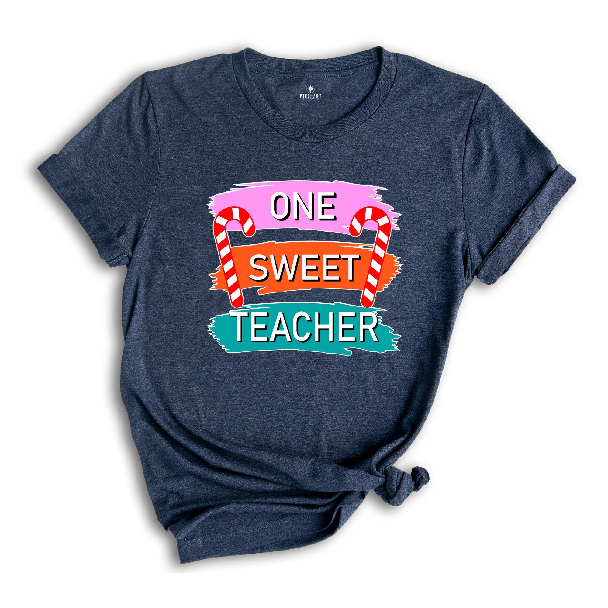 One Sweet Teacher Christmas Theme Shirt, Cool Christmas Shirt, Sweet Teacher Shirt, Candy Cane Shirt, Christmas Sweatshirt