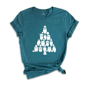 Owl Christmas Tree Shirt, Xmas Funny Animal Tee, Christmas Party T-shirt, Christmas Sweatshirt, Cute Owl Shirt
