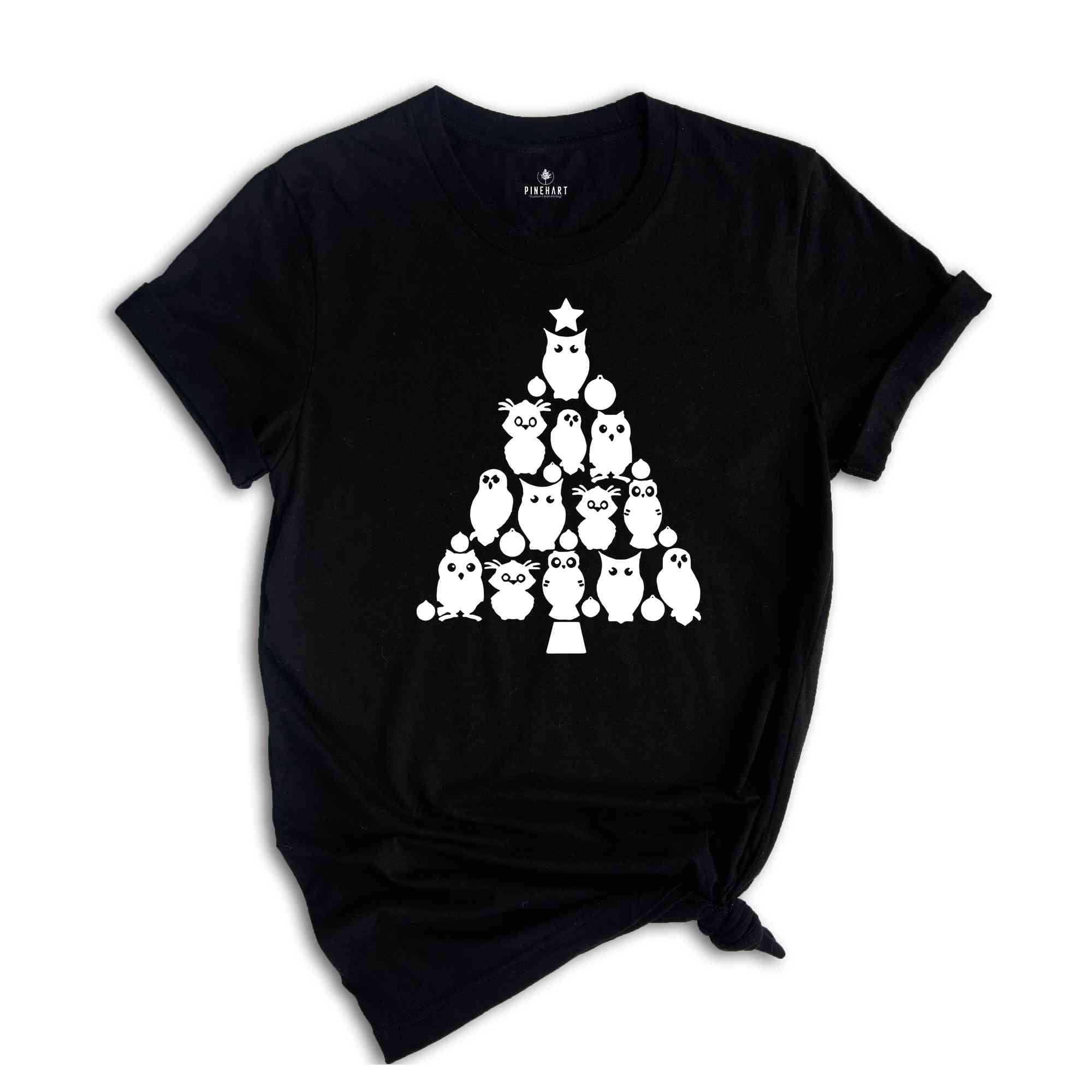 Owl Christmas Tree Shirt, Xmas Funny Animal Tee, Christmas Party T-shirt, Christmas Sweatshirt, Cute Owl Shirt