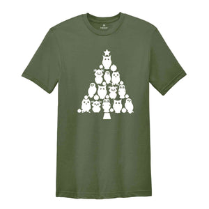 Owl Christmas Tree Shirt, Xmas Funny Animal Tee, Christmas Party T-shirt, Christmas Sweatshirt, Cute Owl Shirt