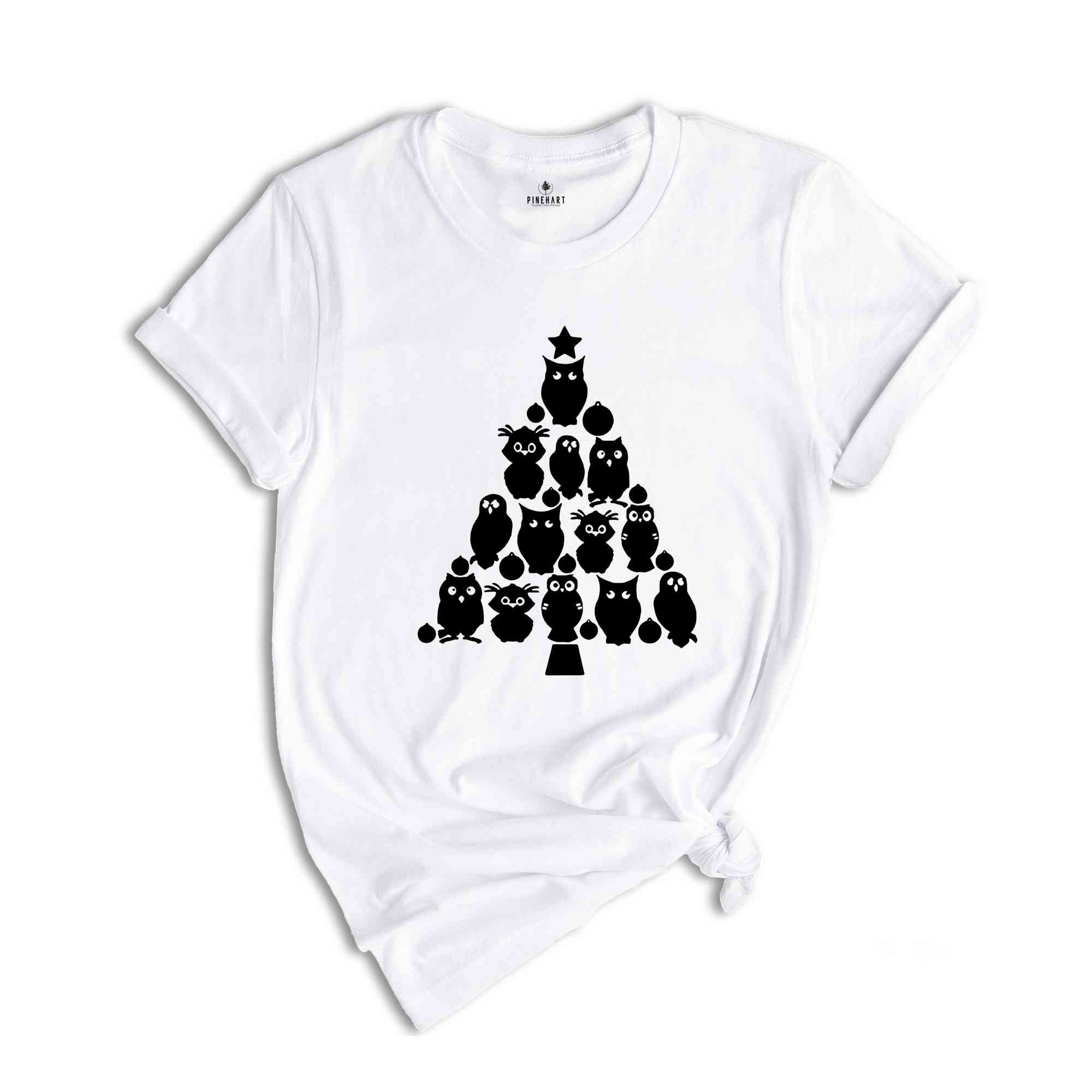 Owl Christmas Tree Shirt, Xmas Funny Animal Tee, Christmas Party T-shirt, Christmas Sweatshirt, Cute Owl Shirt