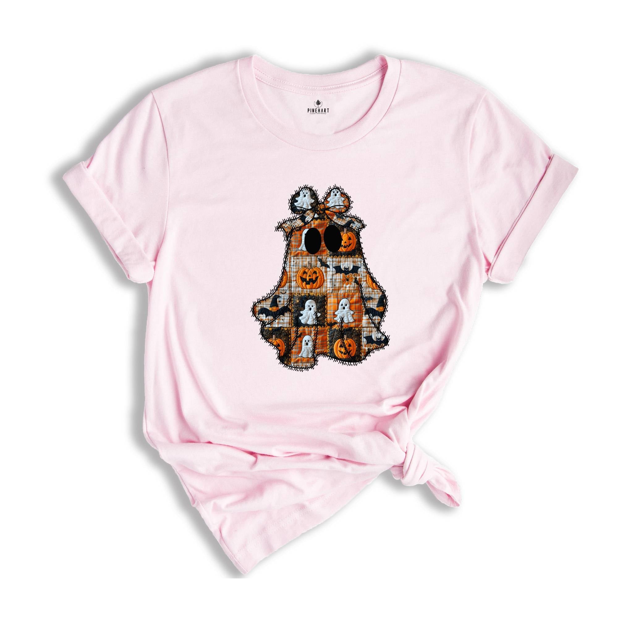 Patchwork Ghost Halloween Shirt, Gift For Halloween Shirt, Retro Halloween Shirt, Cute Ghost Tee, Cute Halloween Outfit