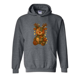 Patchwork Reindeer Sweatshirt, Boho Christmas Sweatshirt, Retro Holiday Sweater, Festive Deer Hoodie, Cute Deer Hoodie