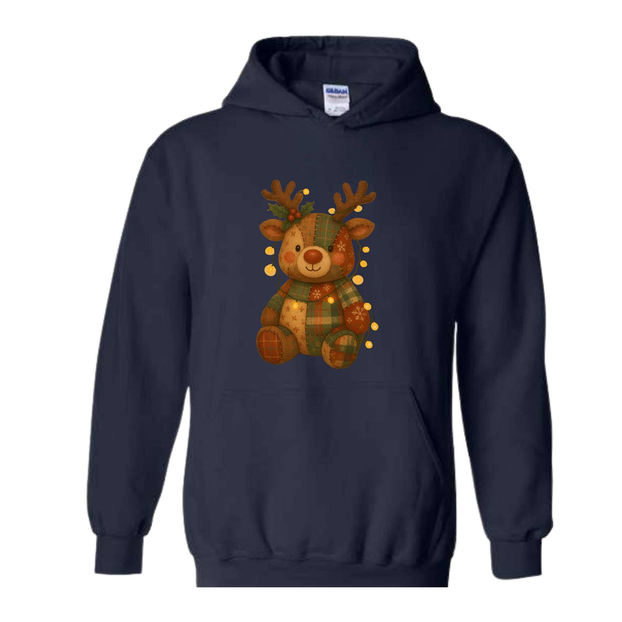 Patchwork Reindeer Sweatshirt, Boho Christmas Sweatshirt, Retro Holiday Sweater, Festive Deer Hoodie, Cute Deer Hoodie