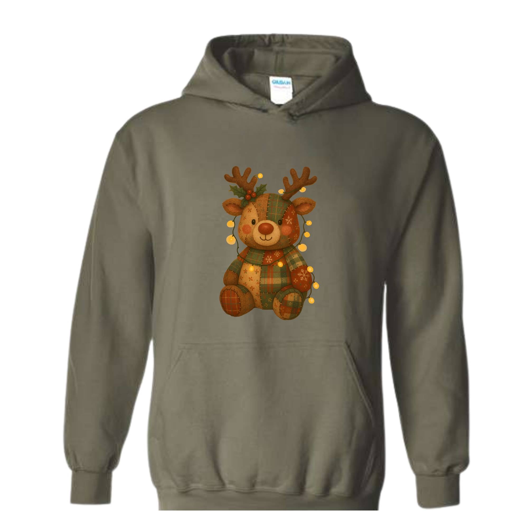 Patchwork Reindeer Sweatshirt, Boho Christmas Sweatshirt, Retro Holiday Sweater, Festive Deer Hoodie, Cute Deer Hoodie